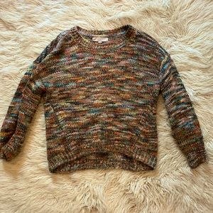 Multicolor orange knit Loft crewneck sweater XS